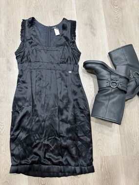 Miss Sixty Black 100% silk Mini Dress made in Italy